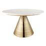 2_TOV Tempo 30" Wide White Marble Gold Cone Modern Cocktail Table more views