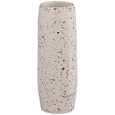 TOV Terrazzo 8 1/2" High Faux Marble White Concrete Decorative Vase