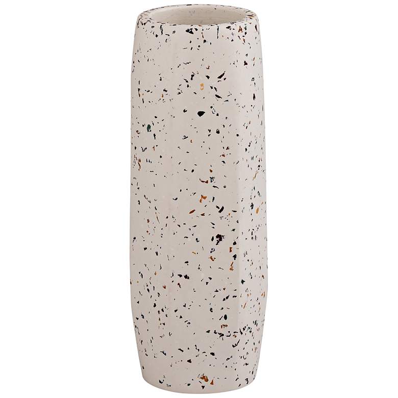 Image 1 TOV Terrazzo 8 1/2" High Faux Marble White Concrete Decorative Vase