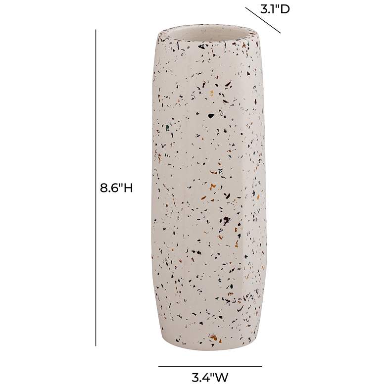 Image 2 TOV Terrazzo 8 1/2" High Faux Marble White Concrete Decorative Vase more views