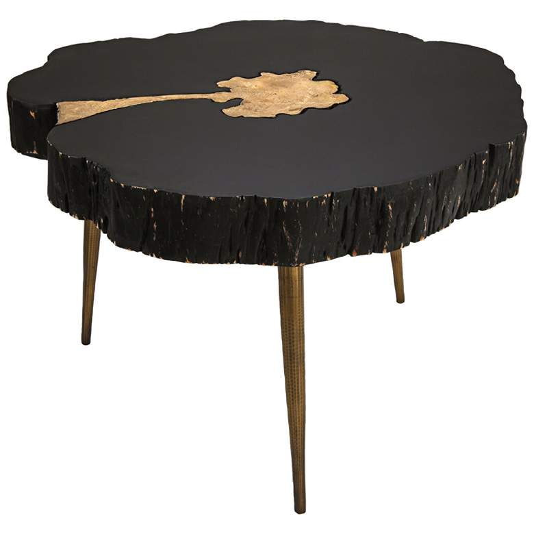 Image 1 TOV Timber 28" Wide Black and Brass Wooden Cocktail Table
