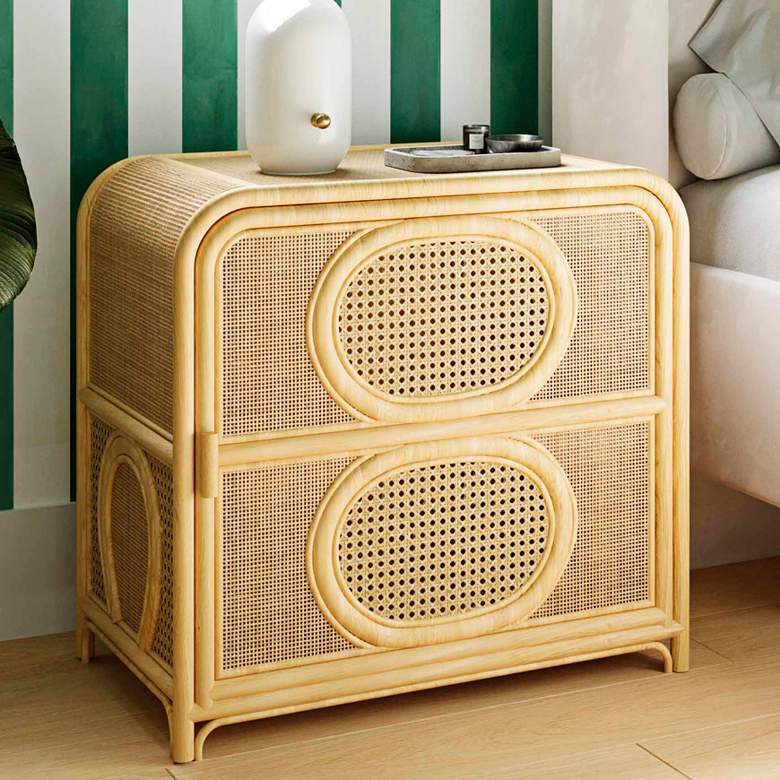 Image 2 TOV Tina 27 1/4" Wide Natural Cane and Rattan 2-Shelf Nightstand