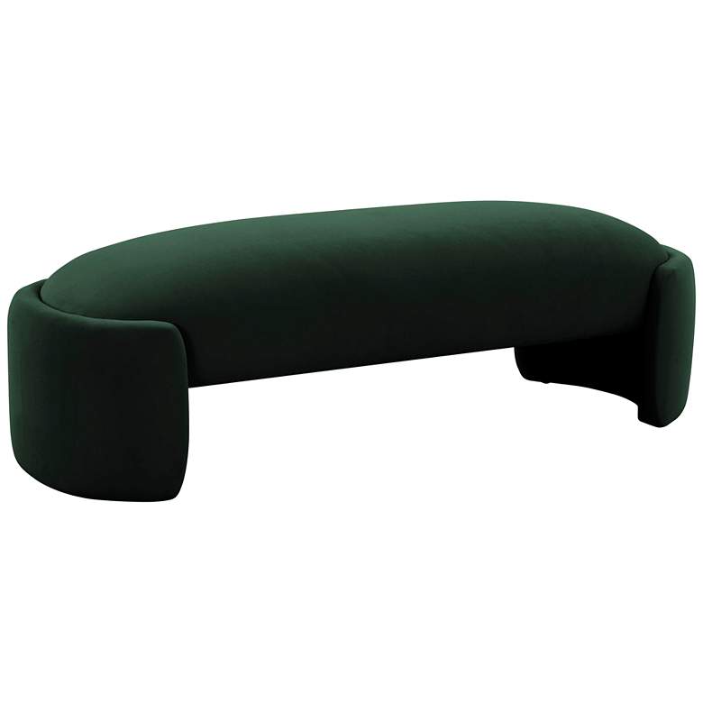 Image 1 TOV Toledo 52 1/2" Wide Forest Green Velvet Fabric Bench
