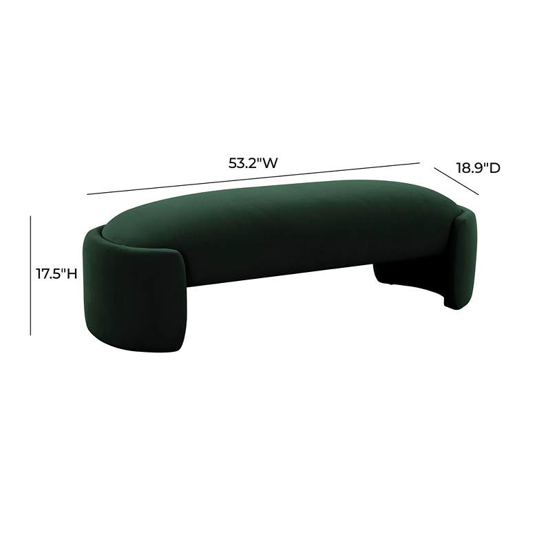Image 6 TOV Toledo 52 1/2" Wide Forest Green Velvet Fabric Bench more views