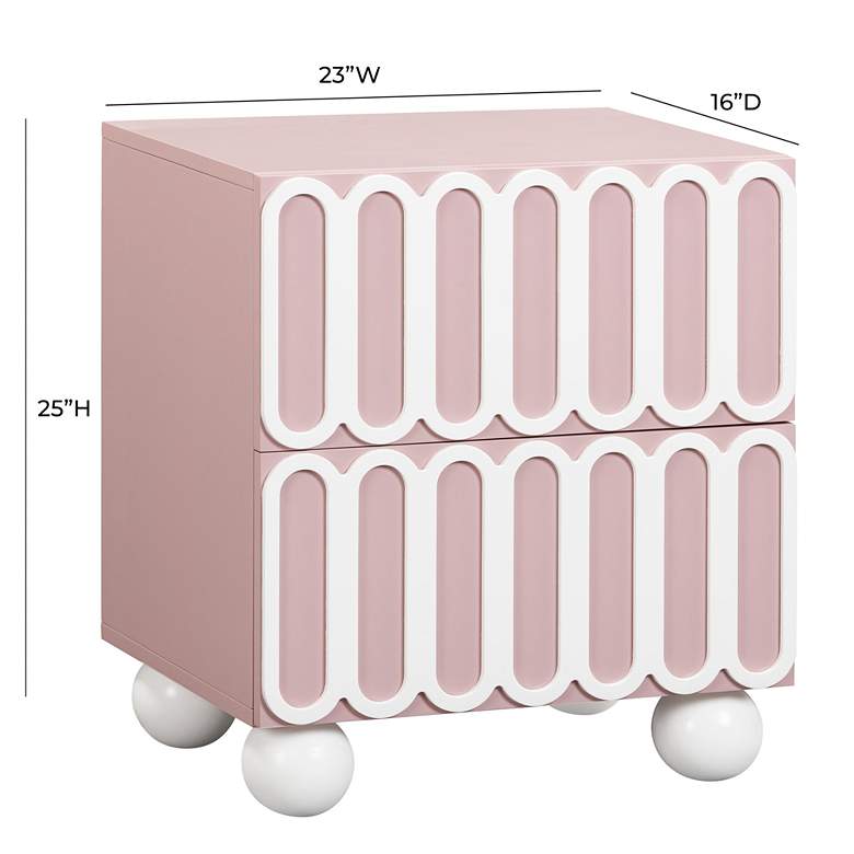Image 7 TOV Tori Motif 23" Wide Mauve Wood 2-Drawer Nightstand more views