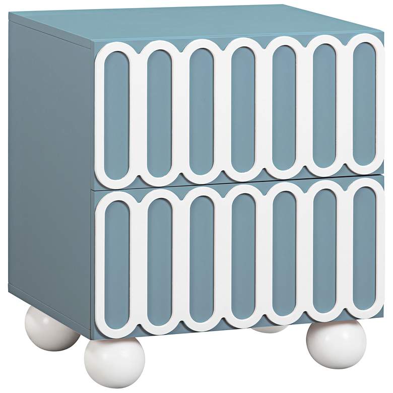Image 2 TOV Tori Motif 23" Wide Modern Blue Wood 2-Drawer Nightstand