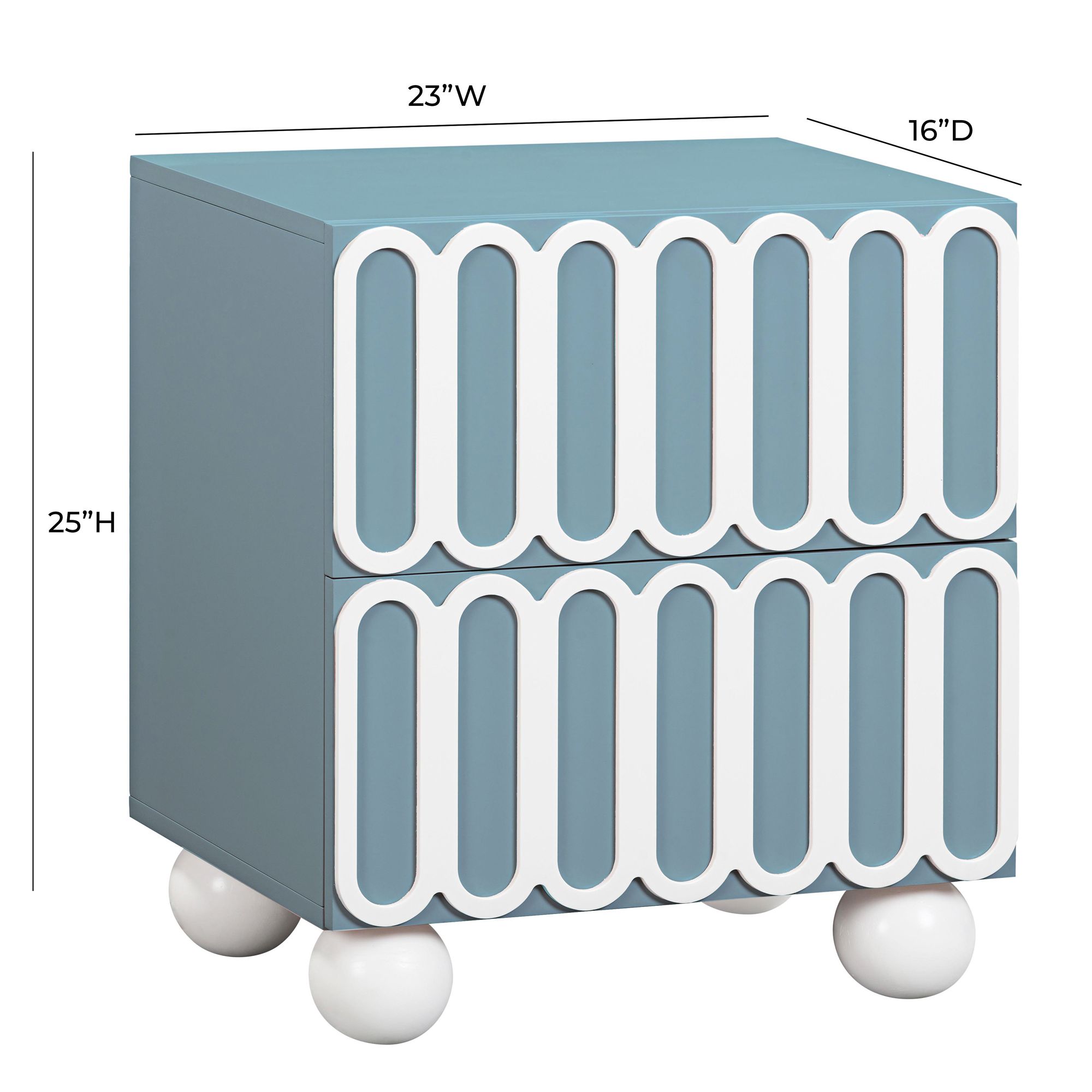 TOV Tori Motif 23" Wide Modern Blue Wood 2-Drawer Nightstand in scene