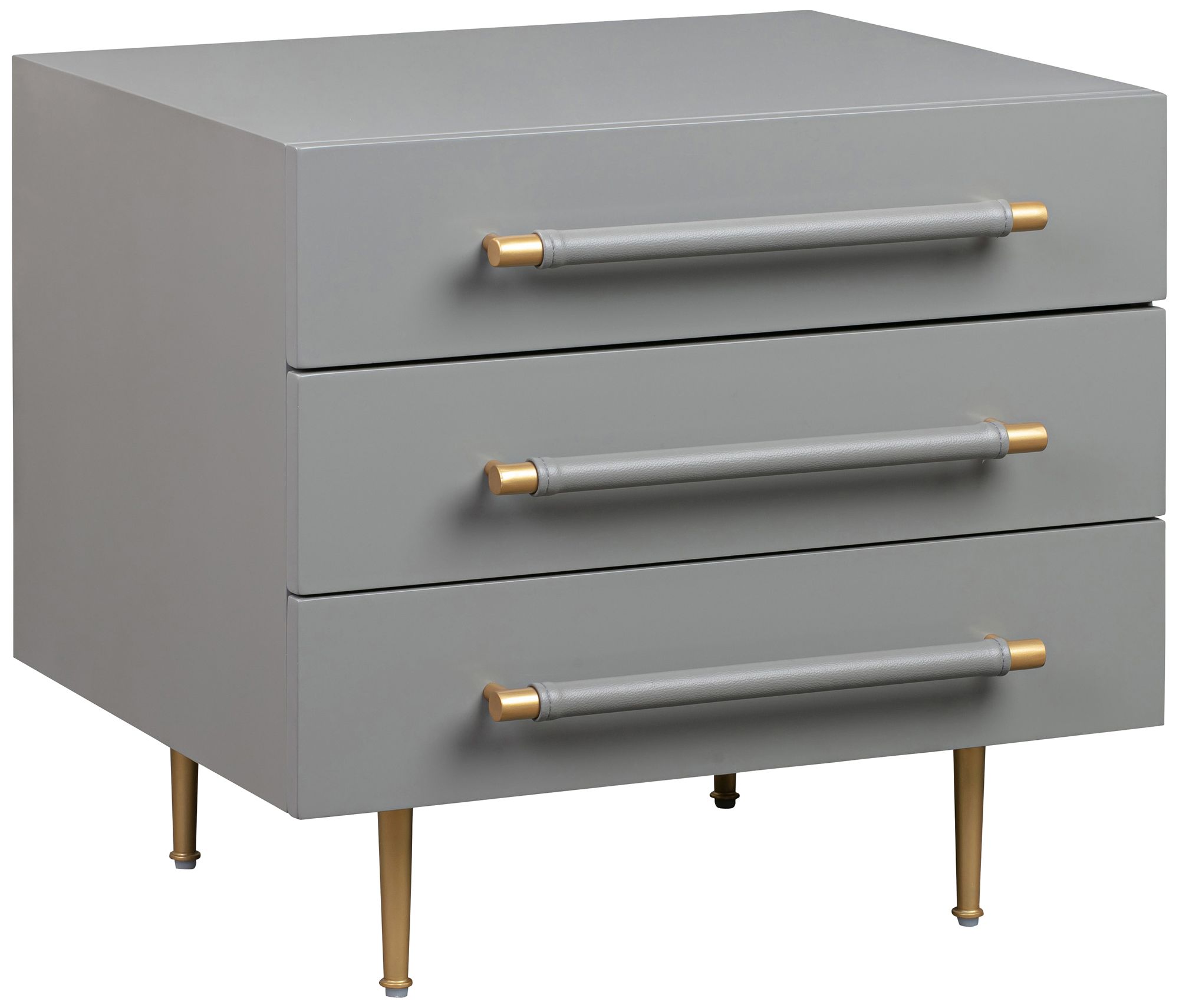 TOV Trident 24" Wide Gray 3-Drawer Wood Modern Nightstand