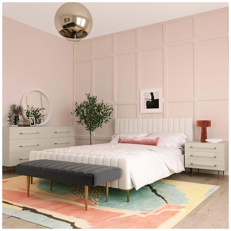 Image 2 TOV Trident 28" Wide 3-Drawer Taupe Finish Modern Nightstand more views