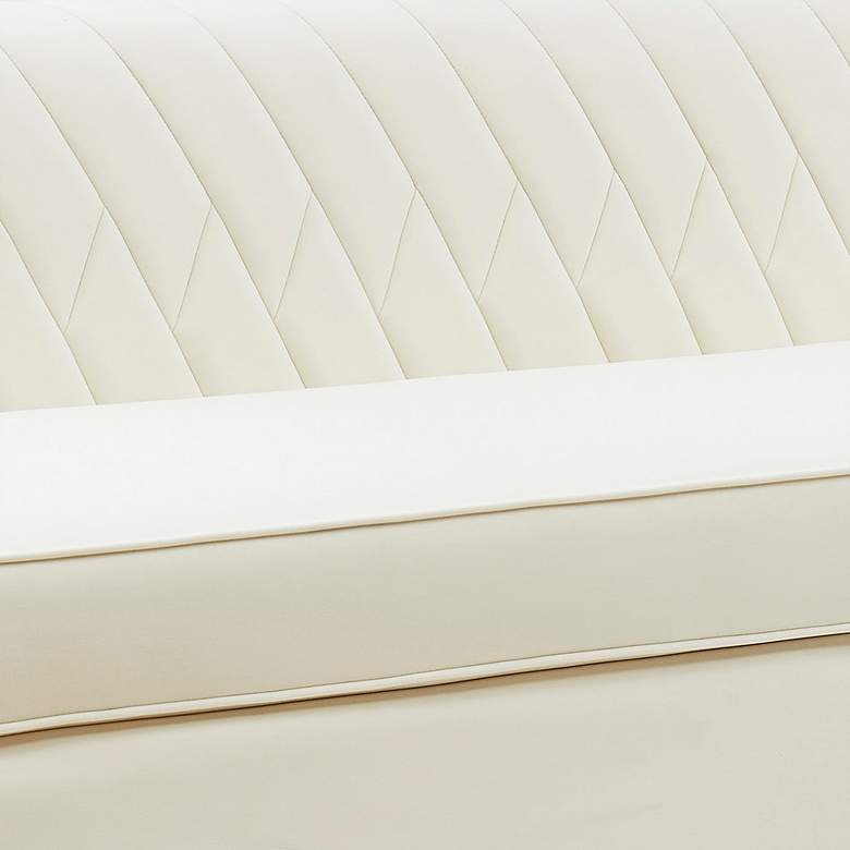 Image 4 TOV Wafa 87" Wide White Cream Velvet Fabric Modern Sofa more views