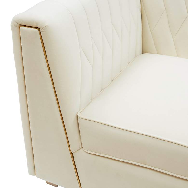 Image 6 TOV Wafa 87" Wide White Cream Velvet Fabric Modern Sofa more views