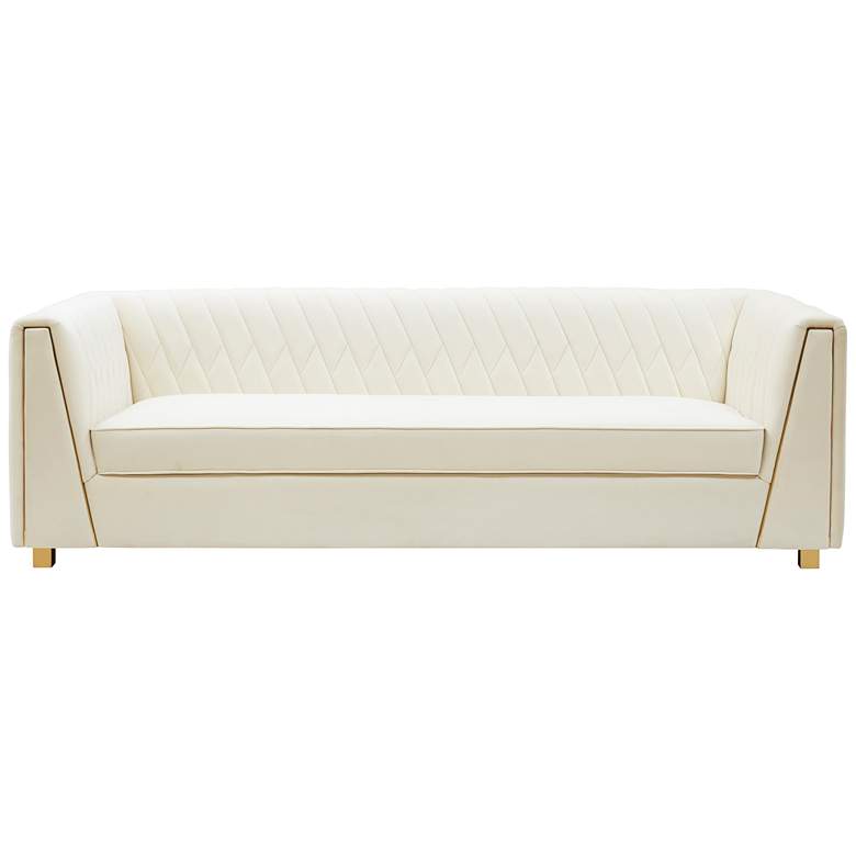 Image 7 TOV Wafa 87" Wide White Cream Velvet Fabric Modern Sofa more views
