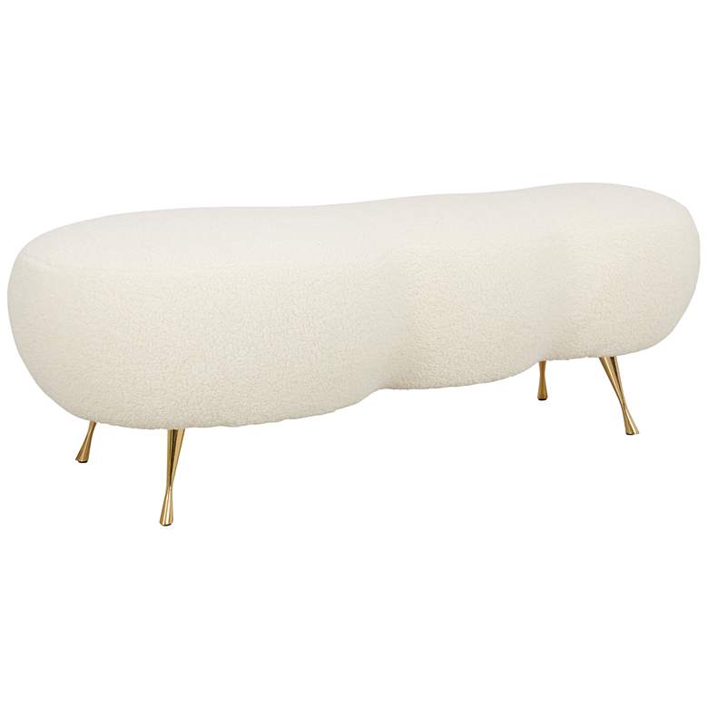 Image 1 TOV Welsh 56 1/4" Wide Beige Faux Shearling Modern Bench