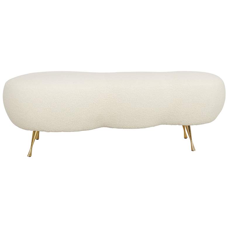 Image 2 TOV Welsh 56 1/4" Wide Beige Faux Shearling Modern Bench more views