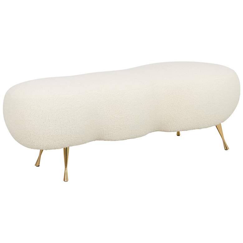 Image 3 TOV Welsh 56 1/4" Wide Beige Faux Shearling Modern Bench more views
