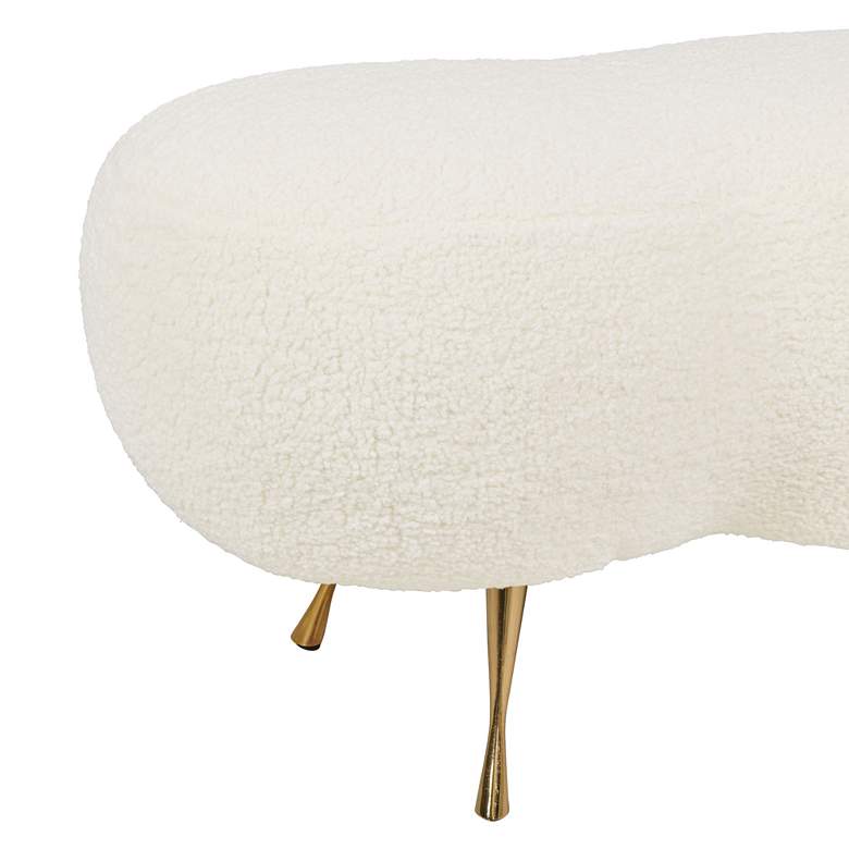 Image 4 TOV Welsh 56 1/4" Wide Beige Faux Shearling Modern Bench more views