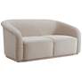 2_TOV Yara 70" Wide Modern Pleated Beige Velvet Loveseat
