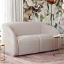 1_TOV Yara 70" Wide Modern Pleated Beige Velvet Loveseat