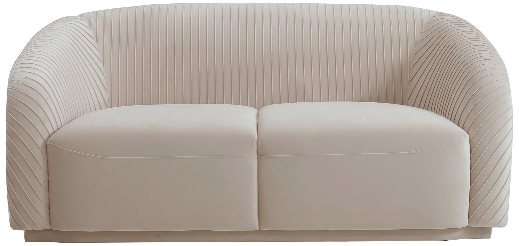 Image 4 TOV Yara 70" Wide Modern Pleated Beige Velvet Loveseat more views