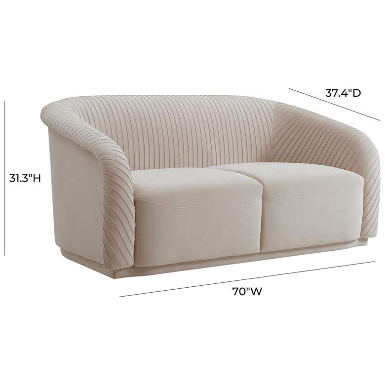 Image 6 TOV Yara 70" Wide Modern Pleated Beige Velvet Loveseat more views