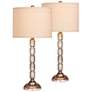 Tova Antique Silver Ribbed Metal Table Lamp Set of 2