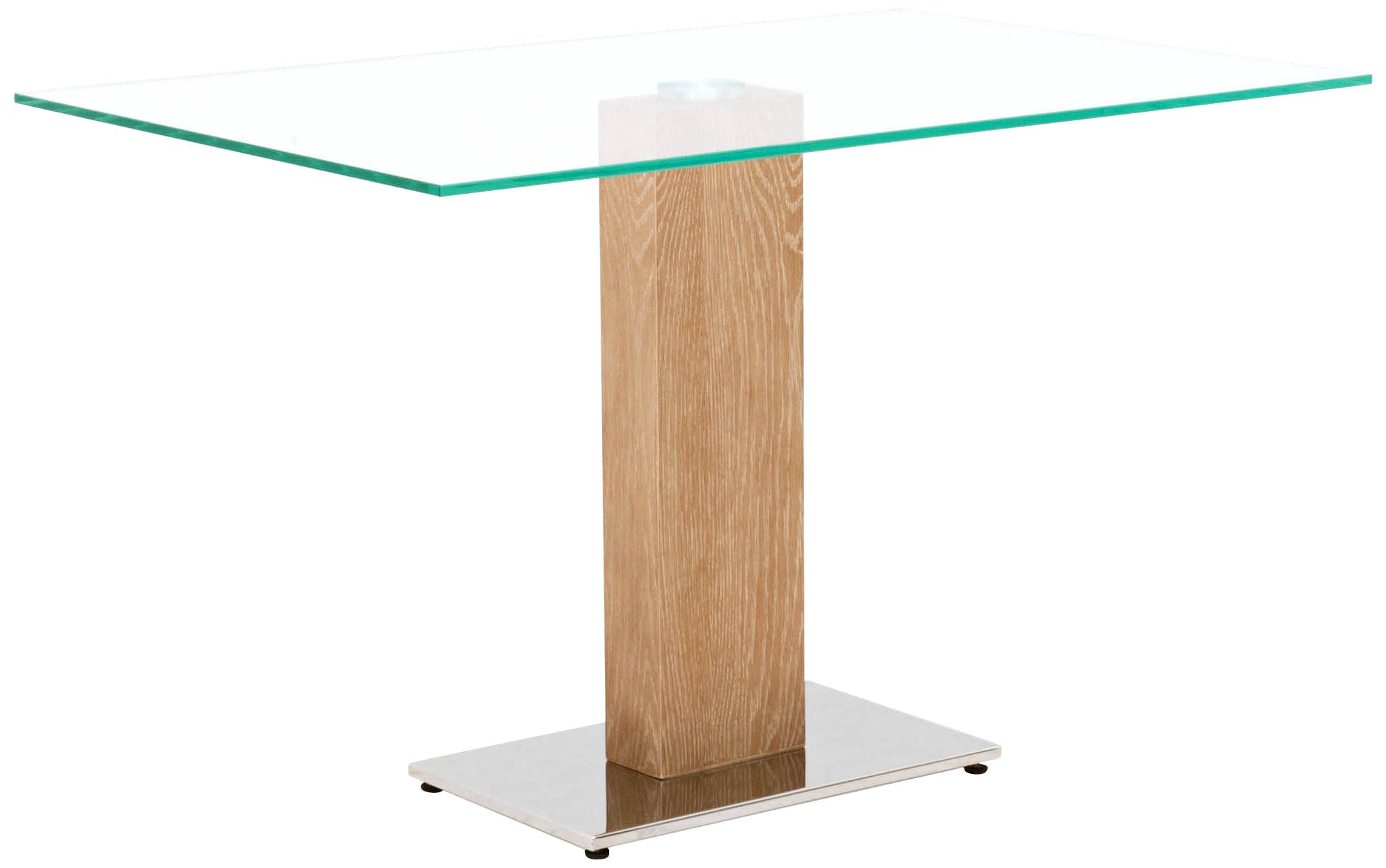 Tower 47" Wide Clear Glass and Sand Wash Wood Dining Table