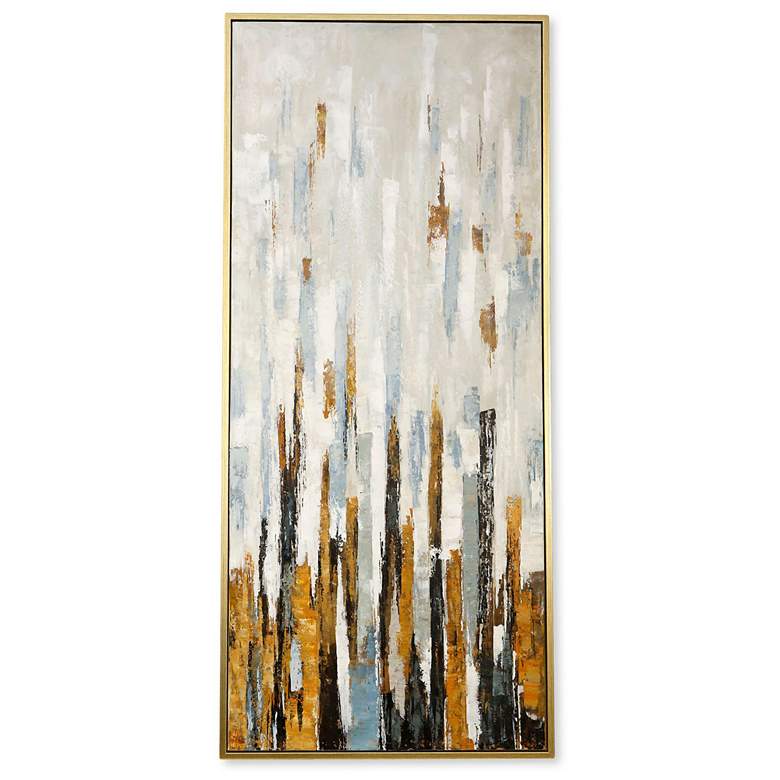 Image 1 Towers Of Gold Hand Painted Abstract Framed Canvas Art