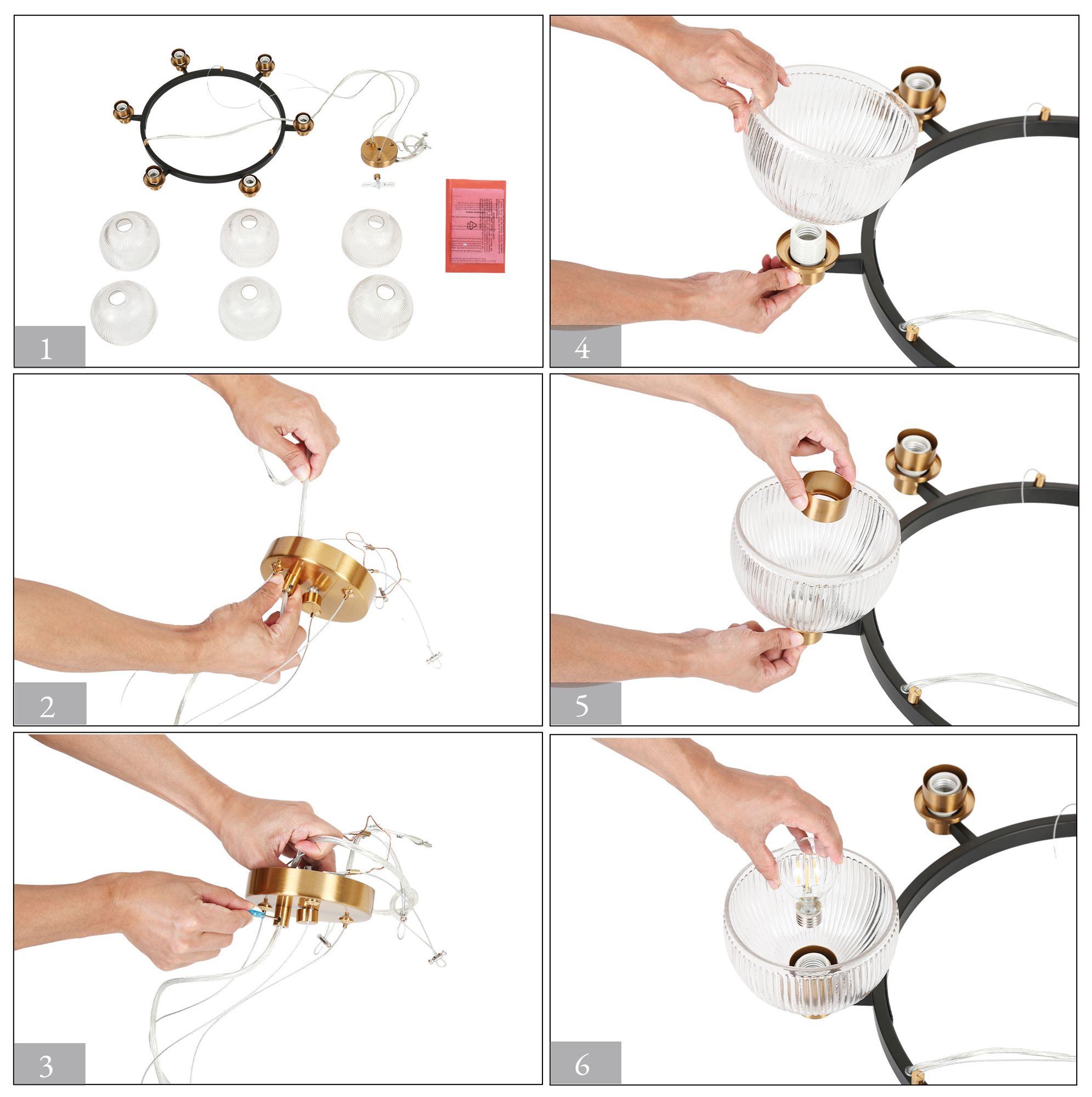 Image 7 Towlnession 6-Light Black Gold Chandelier more views