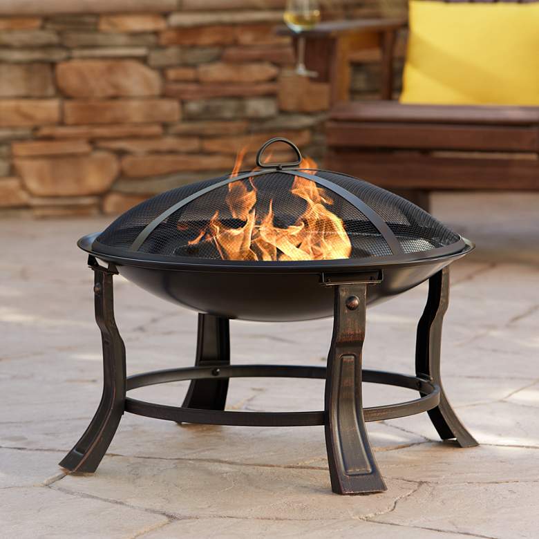 Image 1 Townsend 24" Round Steel Mesh Screen Outdoor Fire Pit
