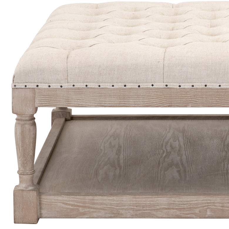 Image 2 Townsend 39 1/2"W Gray Wood and Bisque Tufted Coffee Table more views