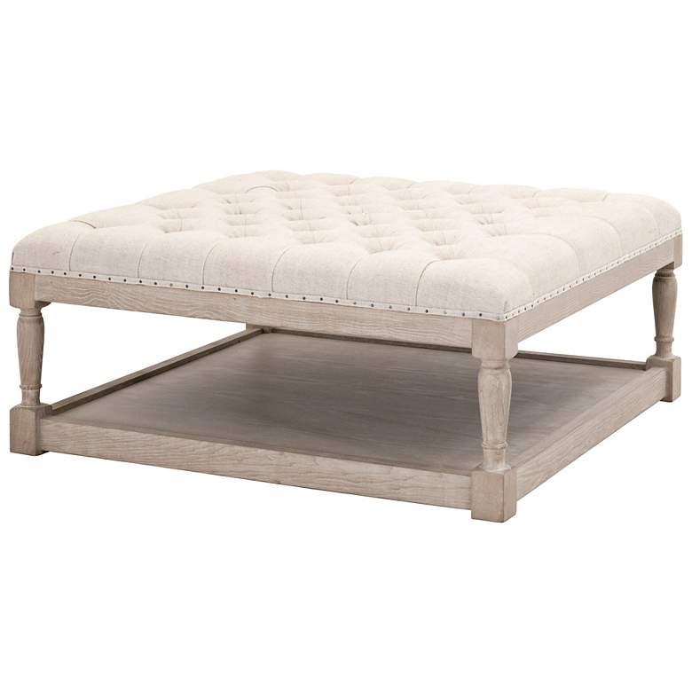 Image 6 Townsend 39 1/2"W Gray Wood and Bisque Tufted Coffee Table more views