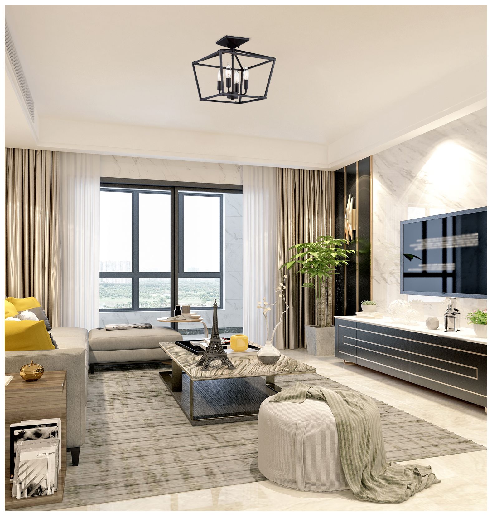 Image 7 Townsend 4-Light Ceiling Light in Matte Black more views