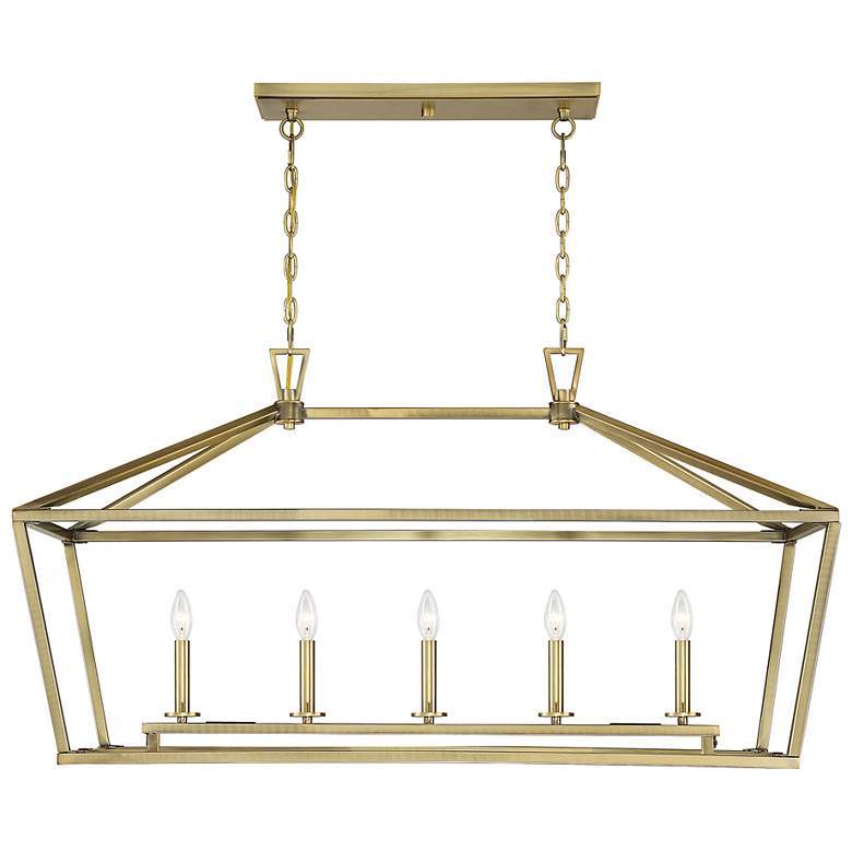 Image 3 Townsend 44" Wide Warm Brass 5-Light Linear Island Pendant