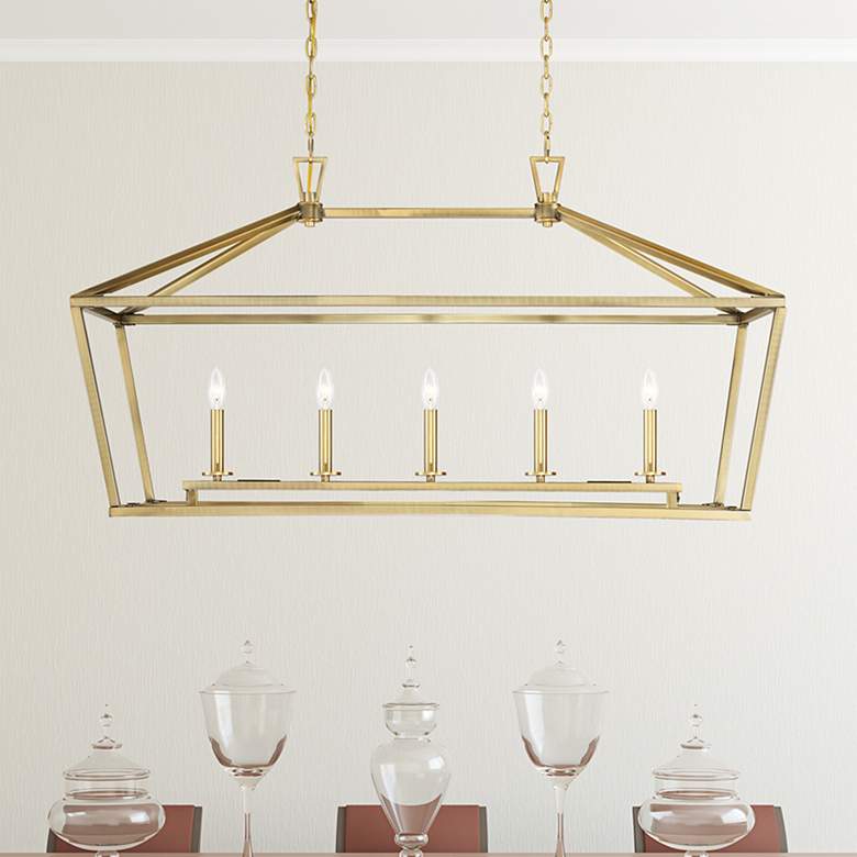 Image 2 Townsend 44" Wide Warm Brass 5-Light Linear Island Pendant