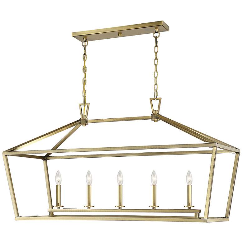 Image 5 Townsend 44" Wide Warm Brass 5-Light Linear Island Pendant more views
