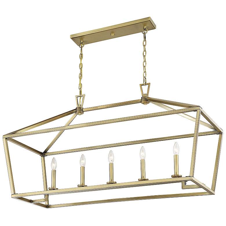 Image 7 Townsend 44" Wide Warm Brass 5-Light Linear Island Pendant more views