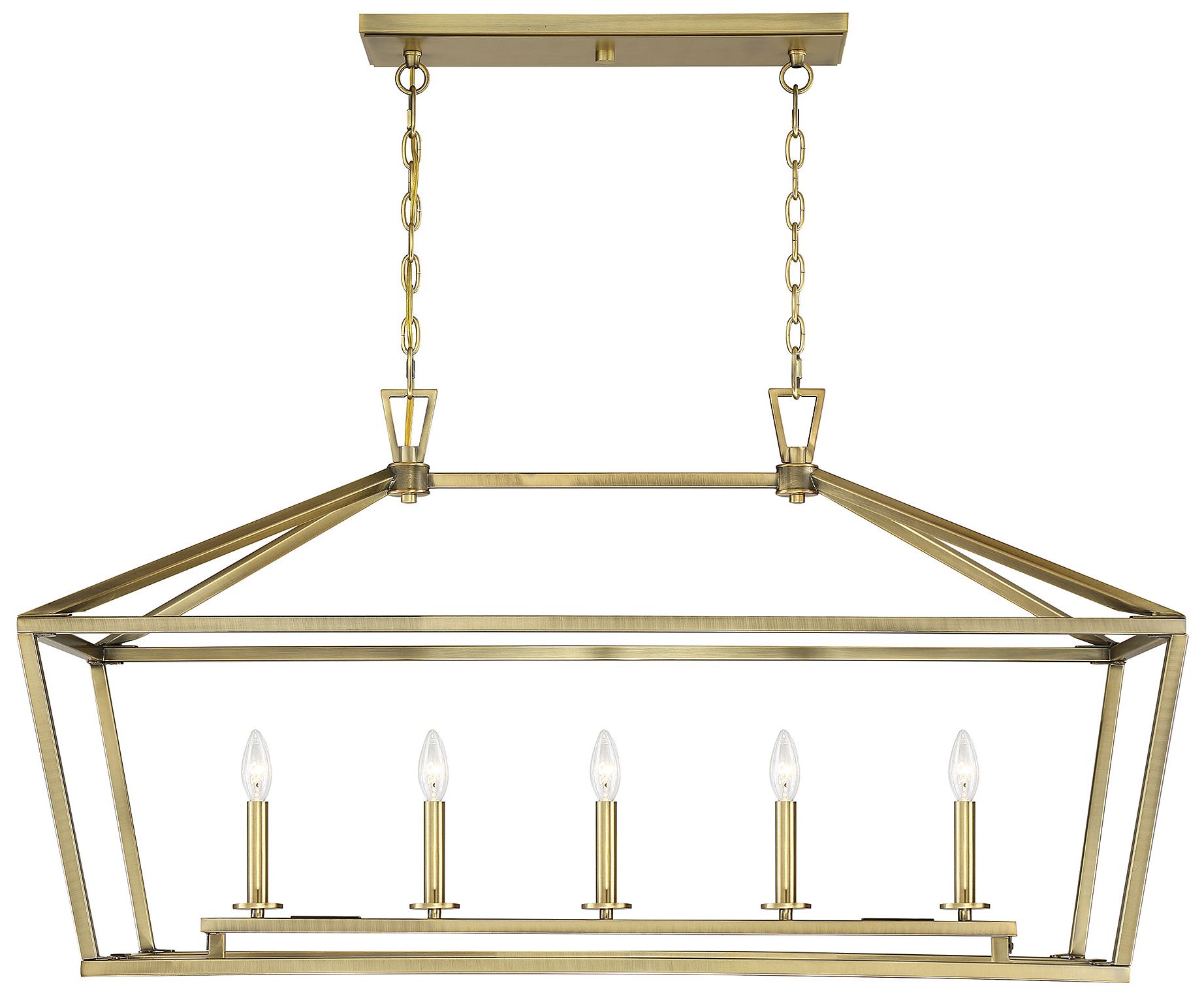 Townsend 5-Light Linear Chandelier in Warm Brass