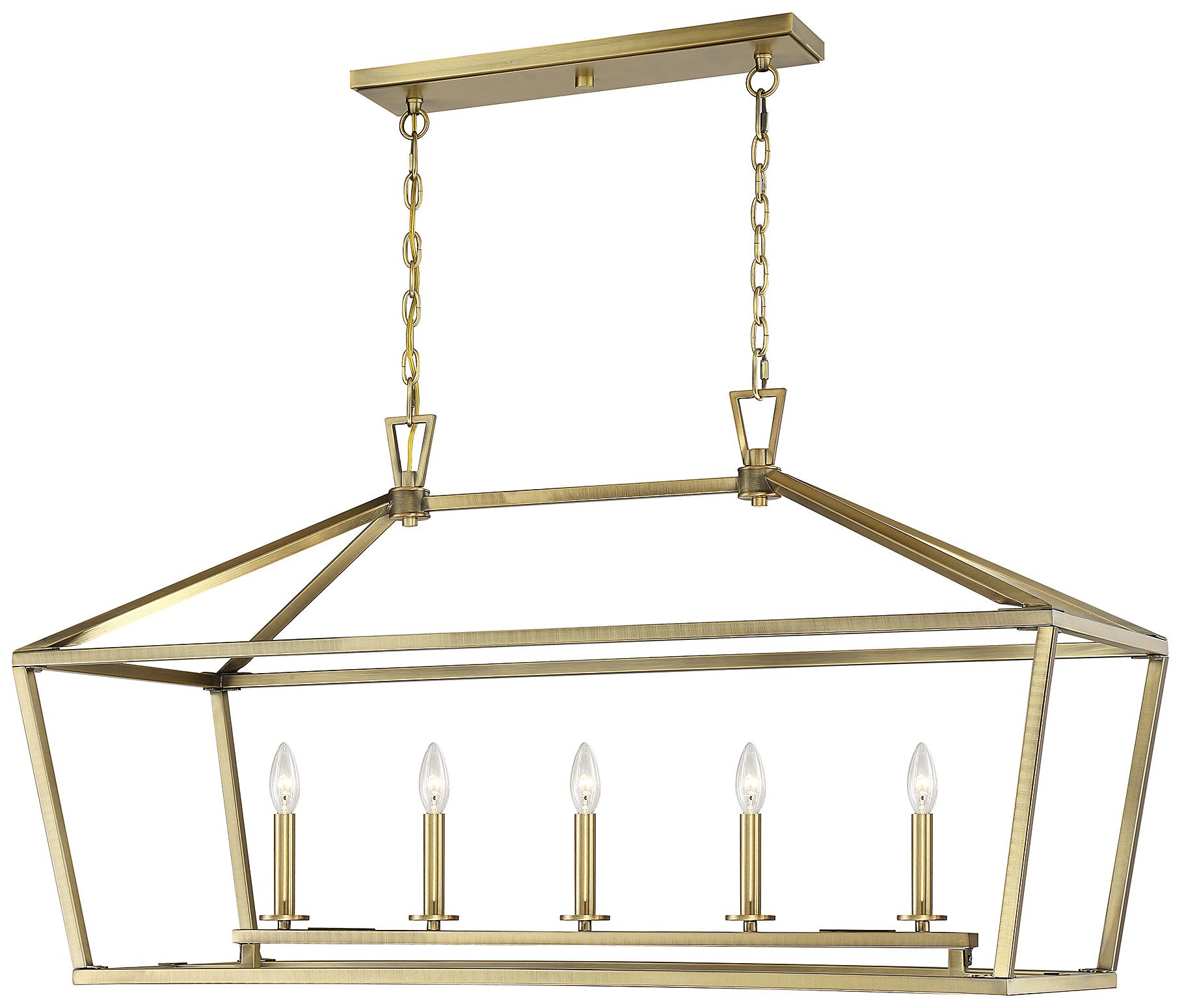 Image 5 Townsend 5-Light Linear Chandelier in Warm Brass more views
