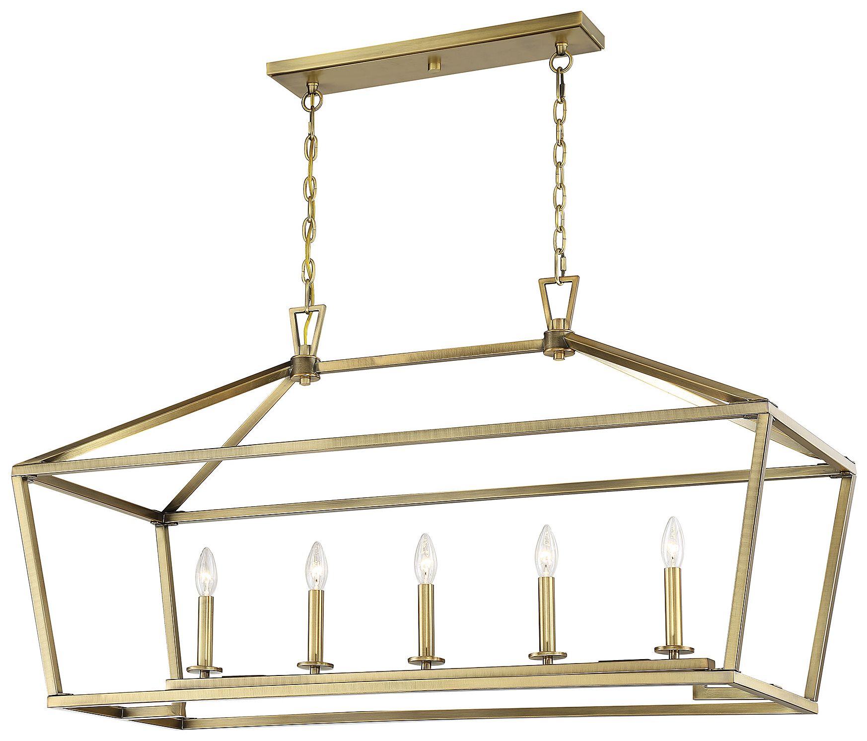 Image 6 Townsend 5-Light Linear Chandelier in Warm Brass more views