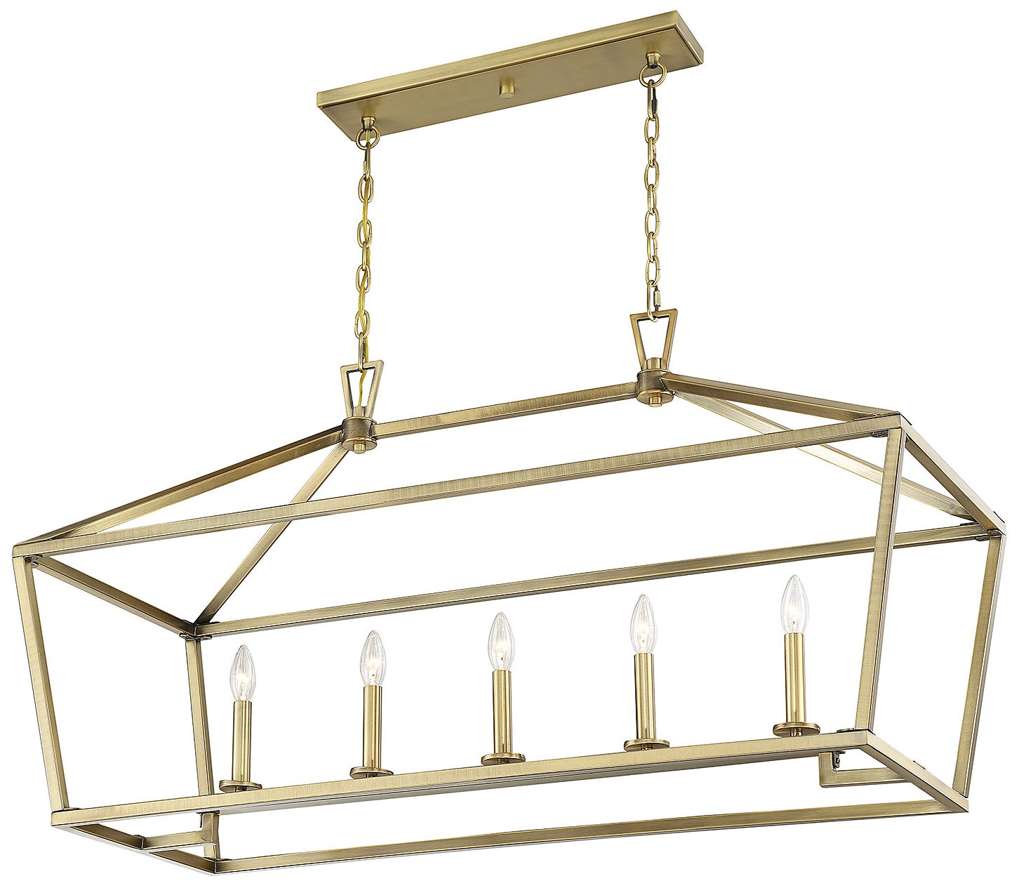 Image 7 Townsend 5-Light Linear Chandelier in Warm Brass more views