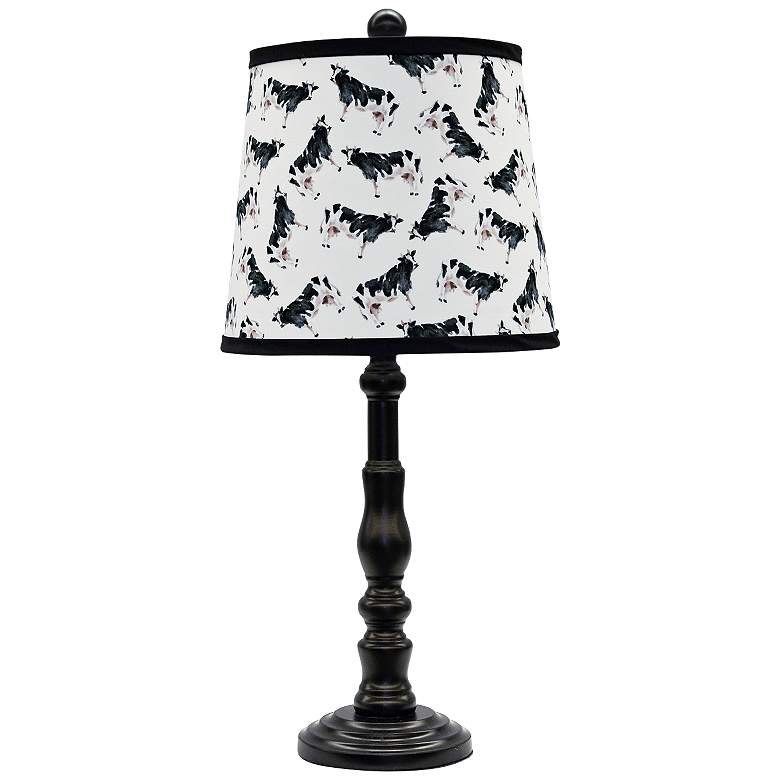 Image 1 Townsend Black Accent Table Lamp with Black Cows Shade