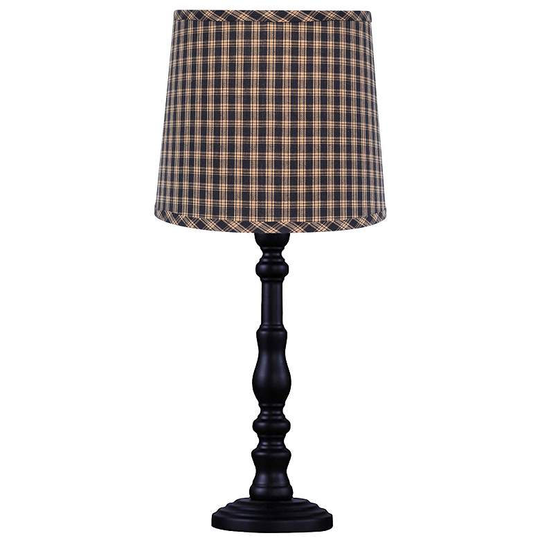 Image 1 Townsend Black Table lamp, Black and Tan plaid shade 21 inchH