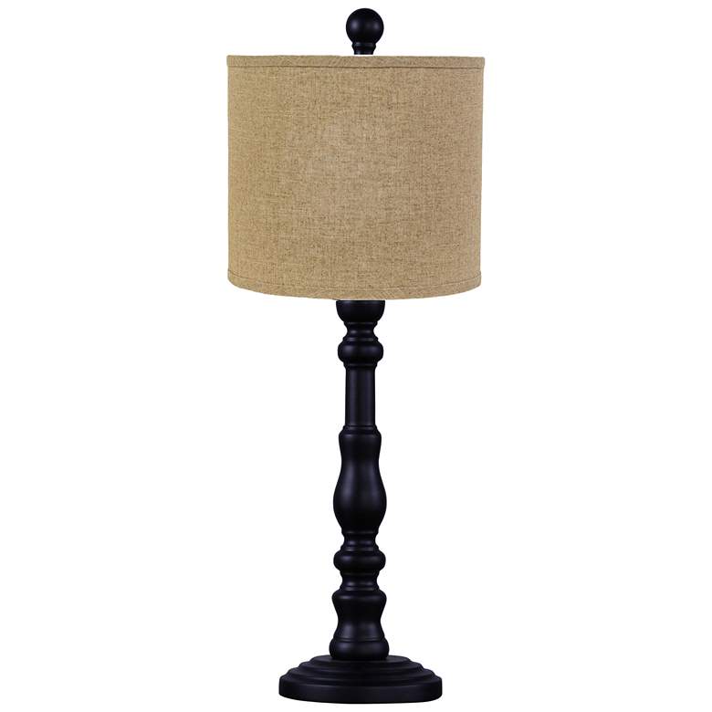 Image 1 Townsend Black Table Lamp, Jefferson Tan Linen Drum lamp shade 21 inchH