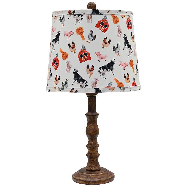 Image 1 Townsend Brown Accent Table Lamp with Tossed Farm Shade