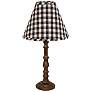 Townsend Brown Table Lamp, Med. Black, tan check 21"H