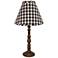 Townsend Brown Table Lamp, Med. Black, tan check 21"H