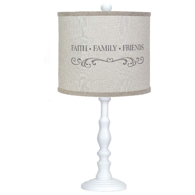 Image 1 Townsend White Table Lamp with Live, Laugh, Love Shade 21 inchH.