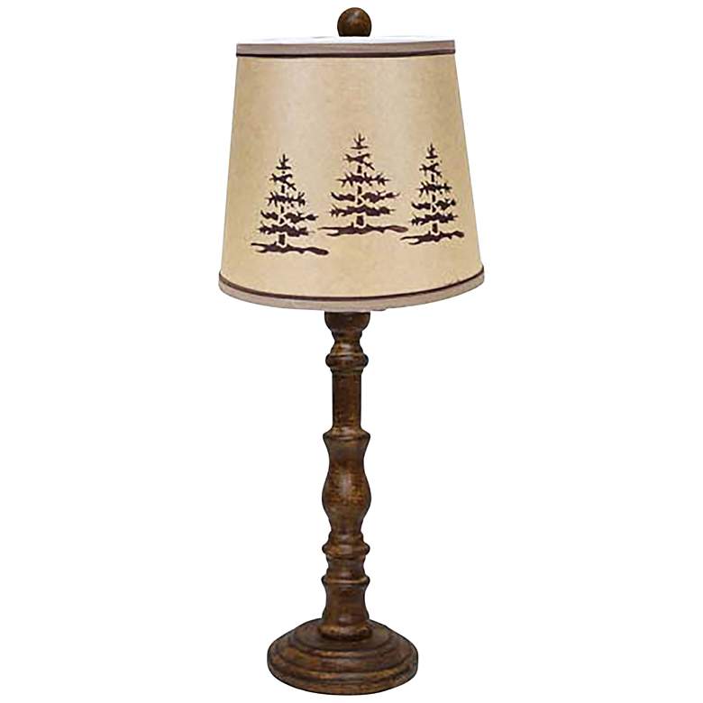 Image 1 Townsend Wood Finish Rustic Pine Tree Table Lamp