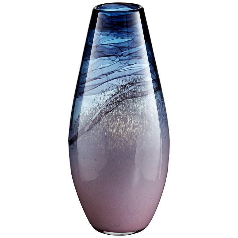 Image 1 Toyah 17 inch High Lilac and Deep Blue Glass Vase
