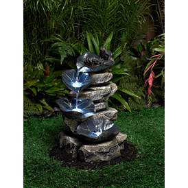 Image1 of Frog and Four Lily Pad LED Lighted 21" High Outdoor Fountain in scene